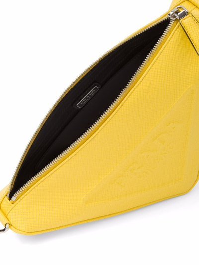 Shop Prada Saffiano Leather Triangle Bag In Yellow
