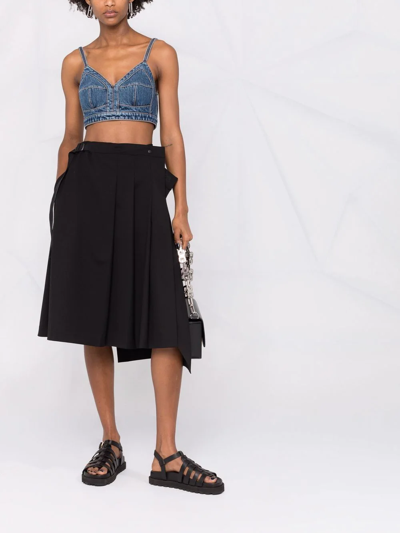 Shop Alexander Mcqueen Denim Crop Top In Blau