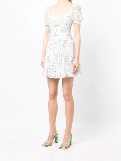 Shop Self-portrait Polka Dot Cut-out Mini-dress In Weiss