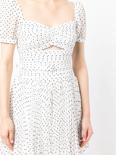 Shop Self-portrait Polka Dot Cut-out Mini-dress In Weiss