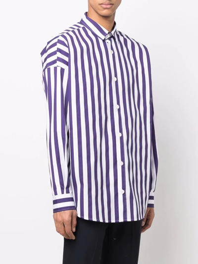 Shop Emporio Armani Striped Button-down Shirt In Violett