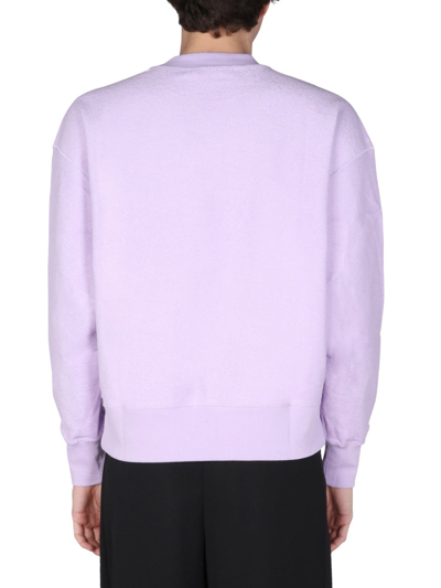Shop Msgm Micro Logo Sweatshirt In Lilac