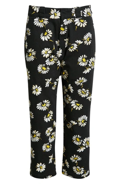 Shop R13 Workwear Daisy Print Drop Crotch Cotton Pants In Daisy On Black