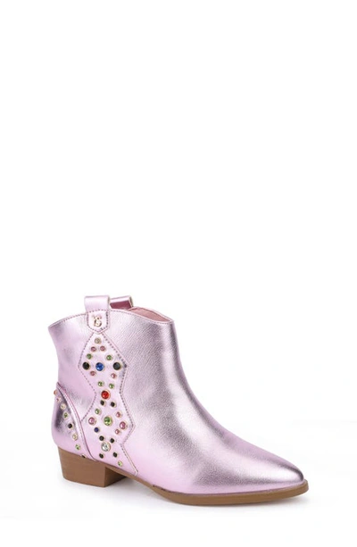 Shop Yosi Samra Miss Dallas Studded Boot In Light Pink Metallic