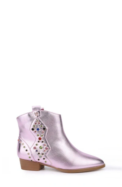 Yosi Samra Miss Dallas Studded Boot In Light Pink Metallic