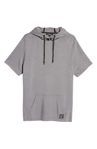 Shop Karl Lagerfeld Kidult Short Sleeve Hoodie In Grey