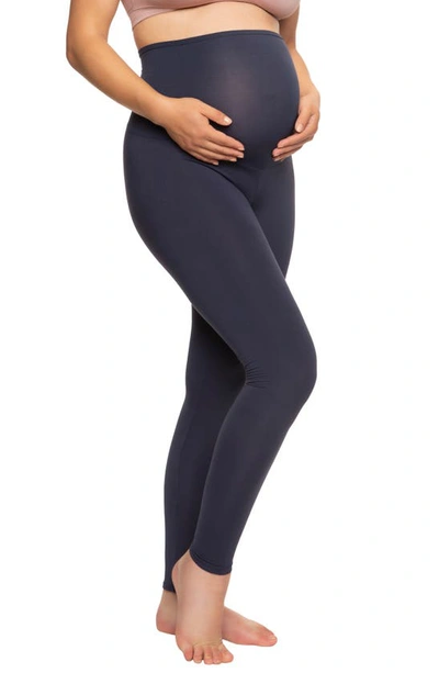 Shop Felina 2-pack Maternity Leggings In Charcoal Heather/ Navy