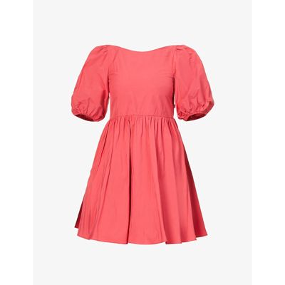Shop Red Valentino Backless Self-tie Cotton-blend Mini Dress In Tamaris