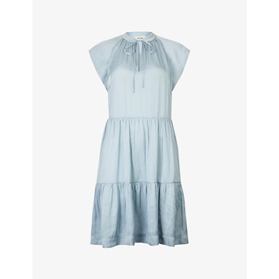 Shop Zadig & Voltaire Rito Tiered Satin Mini Dress In Nuage