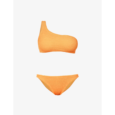 Shop Hunza G Nancy One-shoulder Bikini Set In Mango Sorbet
