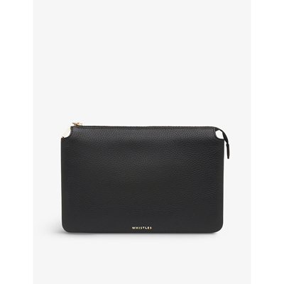 Shop Whistles Black Elita Leather Clutch Bag