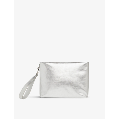 Shop Whistles Silver Avah Leather Clutch Bag