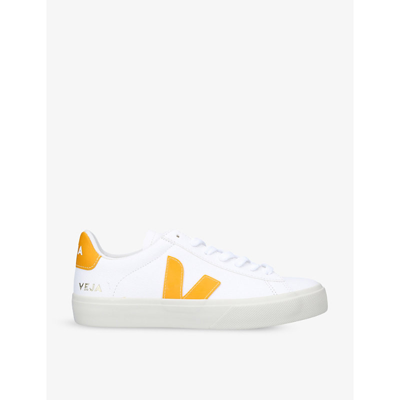 Shop Veja Women's Campo Leather Low-top Trainers In White/oth