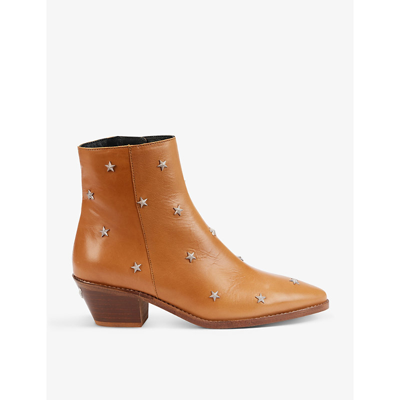 Shop Zadig & Voltaire Tyler Star-studded Leather Boots In Tawny