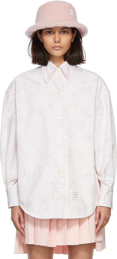 Shop Thom Browne White Cotton Shirt In 680 Lt Pink
