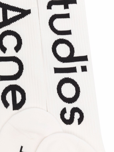 Shop Acne Studios Intarsia-knit Ankle Socks In White