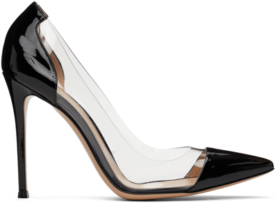 Shop Gianvito Rossi Black Patent Plexi 105 Heels In Black+trans