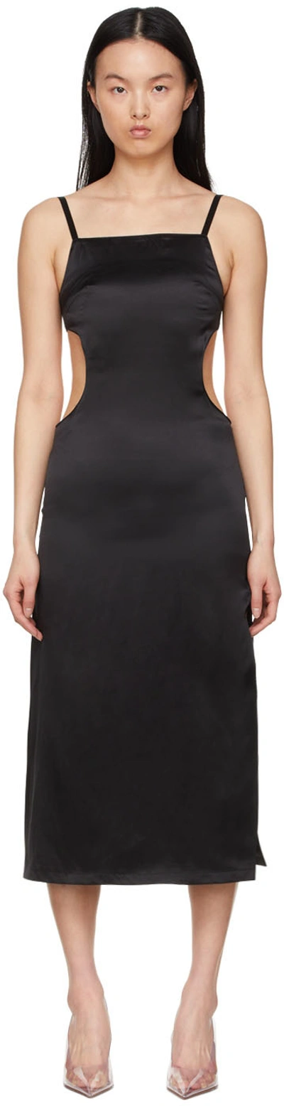 Rokh Cut-out Backless Silk Midi Dress In 00black