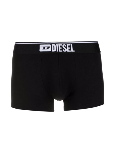 Diesel Pack Of 3 Black Cotton Boxer Shorts With Logo In Black