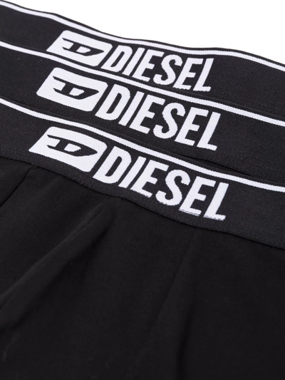 Diesel Pack Of 3 Black Cotton Boxer Shorts With Logo In Black