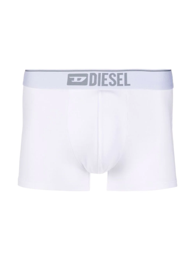 Diesel Pack Of 3 White Cotton Boxer Briefs With Logo In White