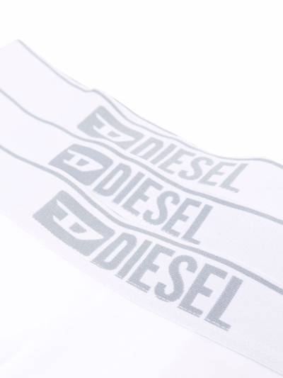 Diesel Pack Of 3 White Cotton Boxer Briefs With Logo In White