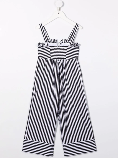 Shop Monnalisa Bow-detail Striped Jumpsuit In White
