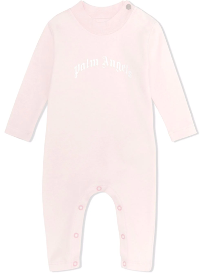 Shop Palm Angels Logo-print Cotton Romper In Pink