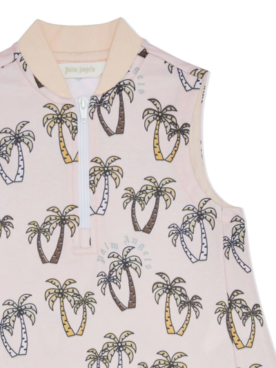 Shop Palm Angels Palm-print Track Dress In Pink