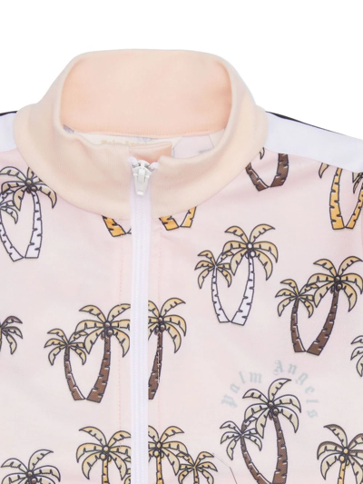 Palm Angels Palm Tree Print Zip-fastening Jacket In Pink
