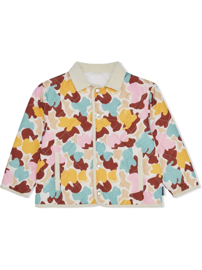Shop Palm Angels Abstract Bear-print Quilted Jacket In Neutrals