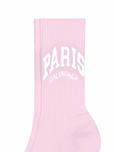 Shop Balenciaga Cities Paris Tennis Socks In Pink