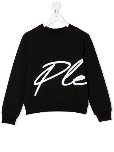 Shop Philipp Plein Junior Logo-print Cotton Sweatshirt In Black