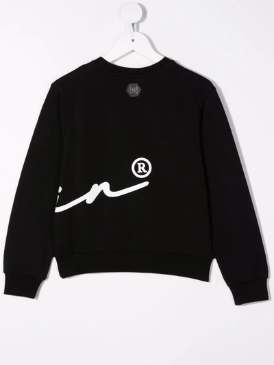 Shop Philipp Plein Junior Logo-print Cotton Sweatshirt In Black