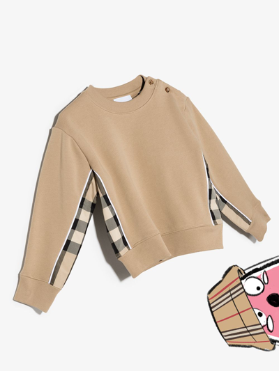 Burberry Vintage Check Panel Sweatshirt In Neutrals