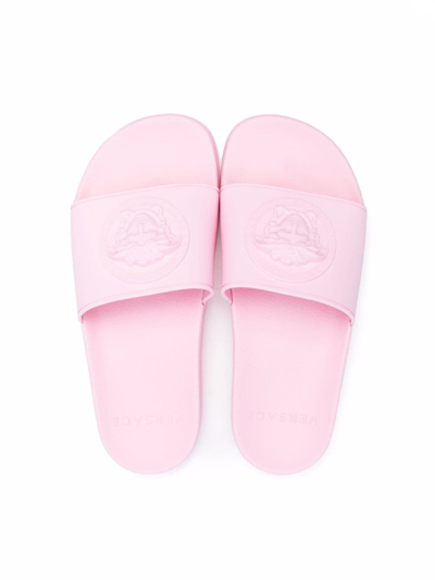 Shop Versace Teen Medusa-head Slides In Pink
