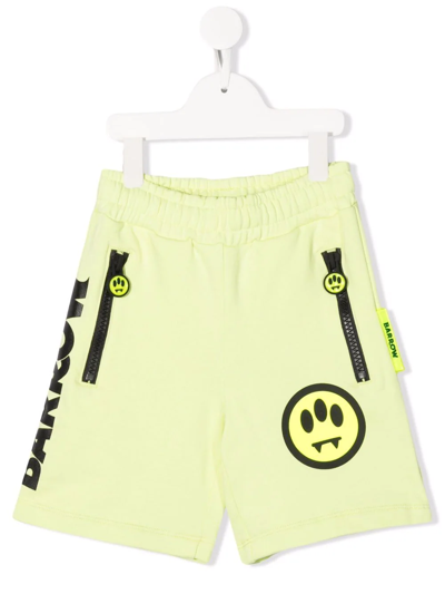 Shop Barrow Cotton Logo-print Shorts In Yellow