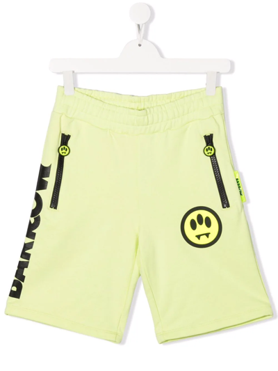 Shop Barrow Teen Cotton Logo-print Shorts In Yellow