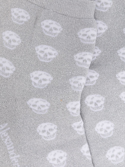 Shop Alexander Mcqueen Skull Motif Metallic-threading Socks In Silver