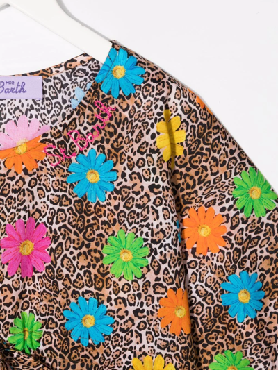Shop Mc2 Saint Barth Kate Floral-leopard Print Dress In Neutrals