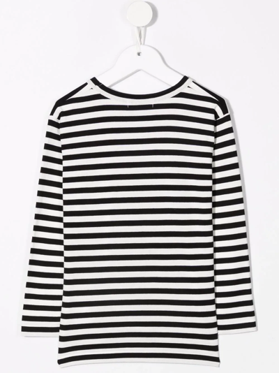 Comme Des Garçons Play Kids White & Black Heart Patch Long Sleeve T-shirt In Black