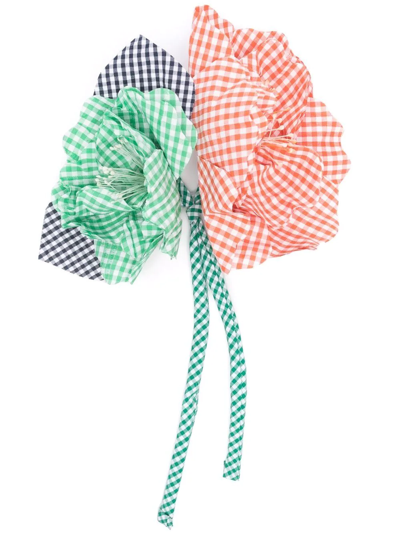 Mi Mi Sol Gingham 3d-floral Headband In Red