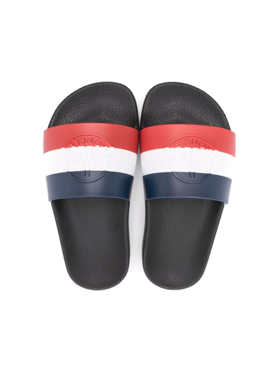 Moncler Kid's Petit Basile Logo Slides, Toddlers/kids In Blue