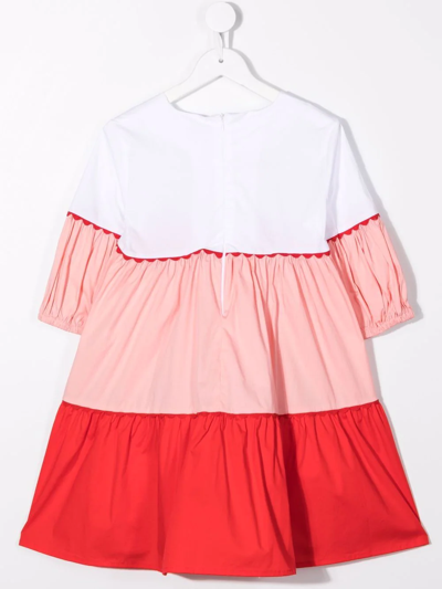 Shop Piccola Ludo Tiered Colour-block Dress In Pink