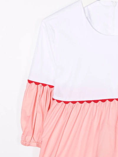 Shop Piccola Ludo Tiered Colour-block Dress In Pink
