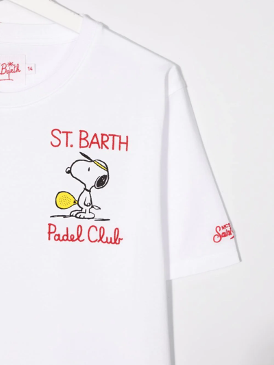 Mc2 Saint Barth Teen Snoopy Padel Club Cotton T-shirt In Weiss | ModeSens