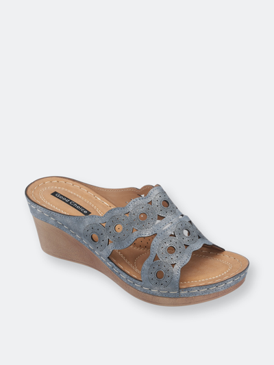 Shop Gc Shoes April Pewter Wedge Sandals In Brown
