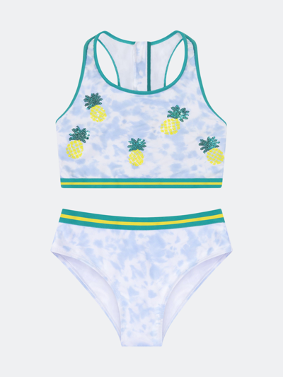 Shop Andy & Evan Girls Sequin Pineapple 2-piece Swimsuit In Blue