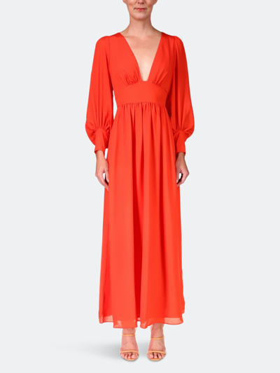 Shop One33 Social Bright Plunging Neck Maxi Dress In Red