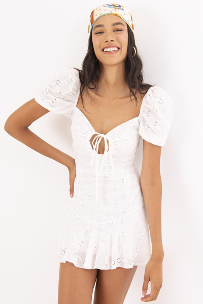 White tie front mini dress cheap